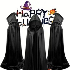 Cloak with Hood Halloween Wizard Hooded Cape Full Length Robe Role Play Costume