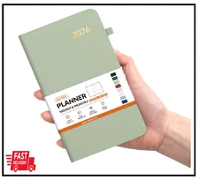 2026 Pocket Weekly Planner 3.5"x6" – 12-Month Sage Green Purse Organizer