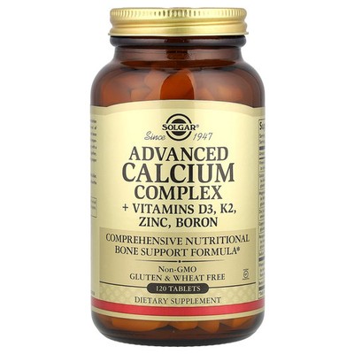 Advanced Calcium Complex + Vitamins D3, K2, Zinc, Boron, 120 Tablets