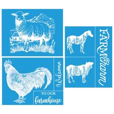 , 3Pcs, Farmhouse, Silk Screen Stencils, Reusable Silk Screen Stencils, with Adh
