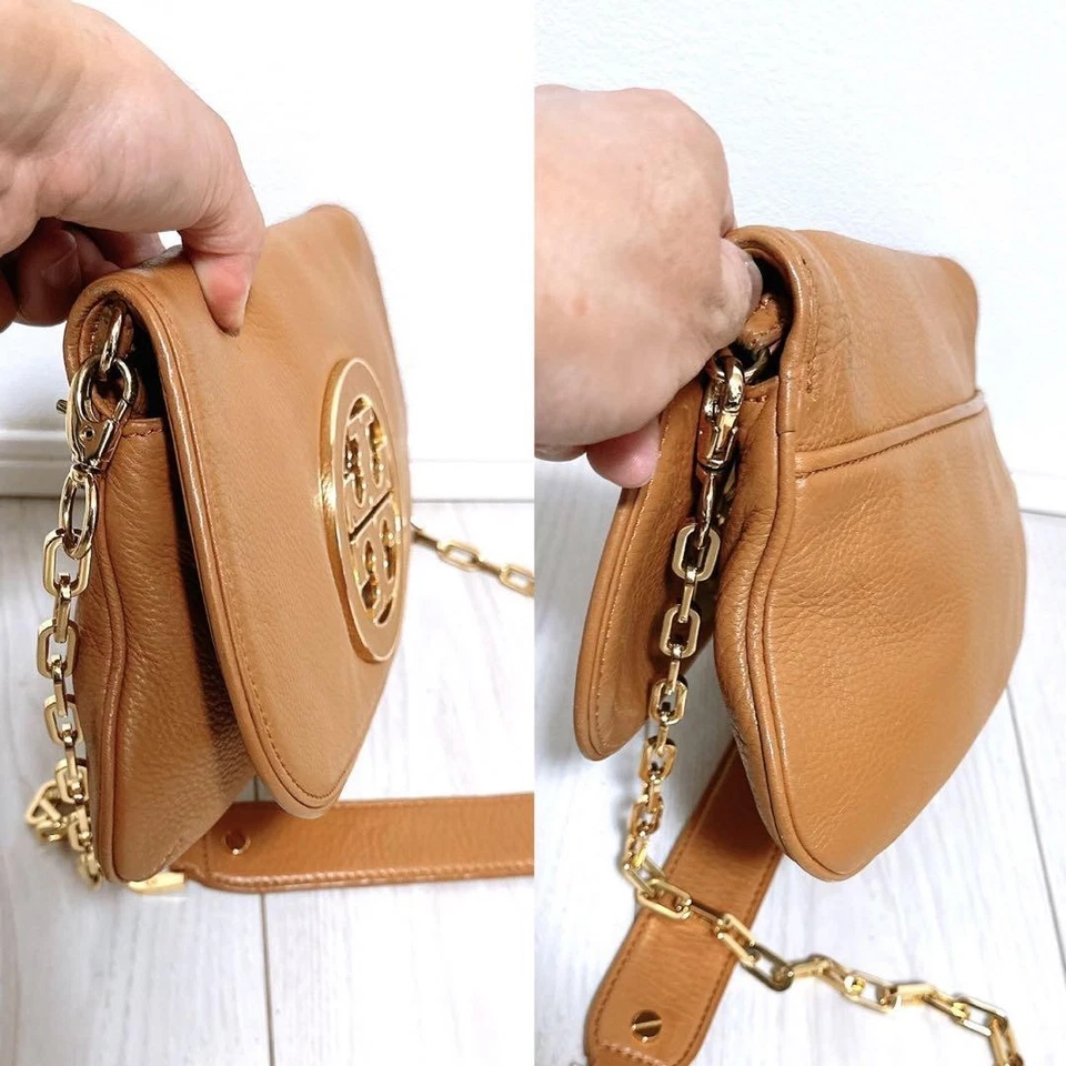 Tory Burch Bolso de Hombro Cuero Camel Cadena Bandolera Bolso de Mano Cartera MBc1397 Foto 2 de 4