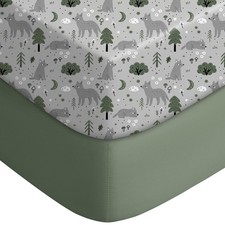 2 PCS Fitted Baby Crib Sheets Fox Print Soft Microfiber 28x52x8 Inch