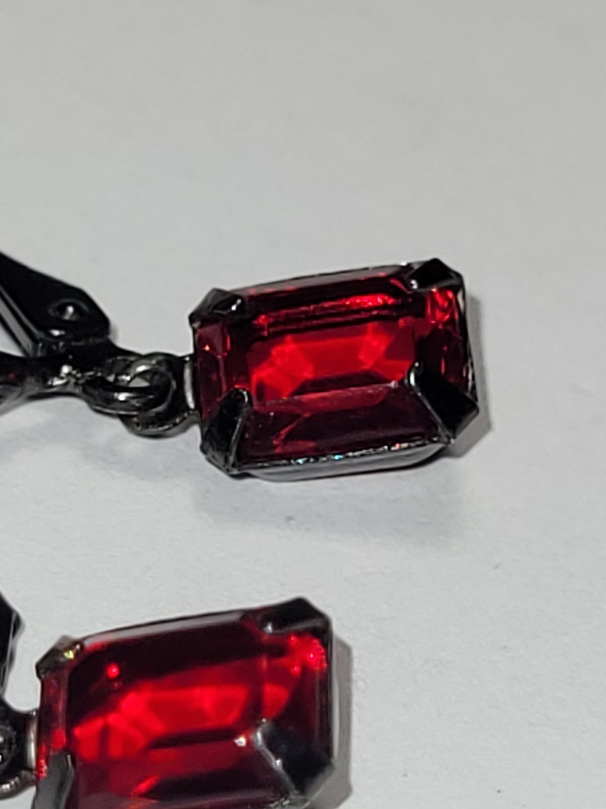 Vintage Style Ruby Red Rectangle Crystal Dangle F… - image 8