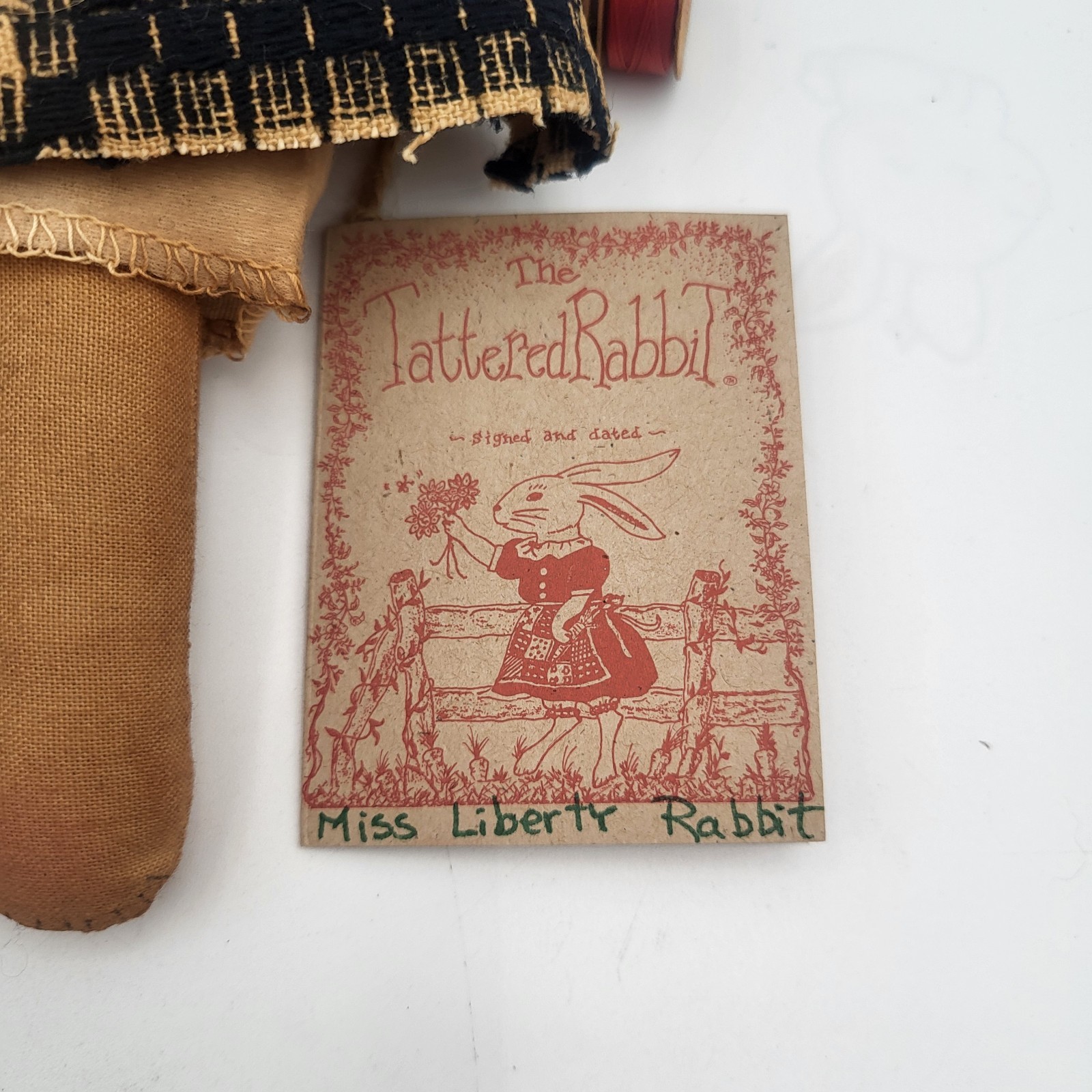 Vintage 1994 The Tattered Rabbit Doll "Miss Liberty Rabbit" 10'' SIGNED!
