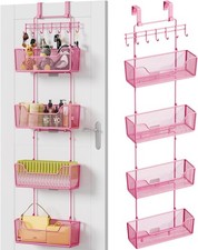 Over Door Storage Organizer 4 Metal Baskets Hooks Bathroom Kitchen Use
