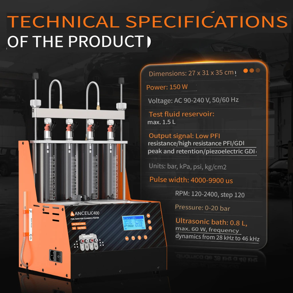 ANCEL JC400 Car Fuel Injector Cleaner Tool 4 Cylinders Cleaning EFI FEI Spray