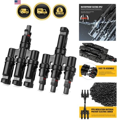 Solar Y Branch Connectors 3 to 1 for Parallel Solar Panel Connection Pair
