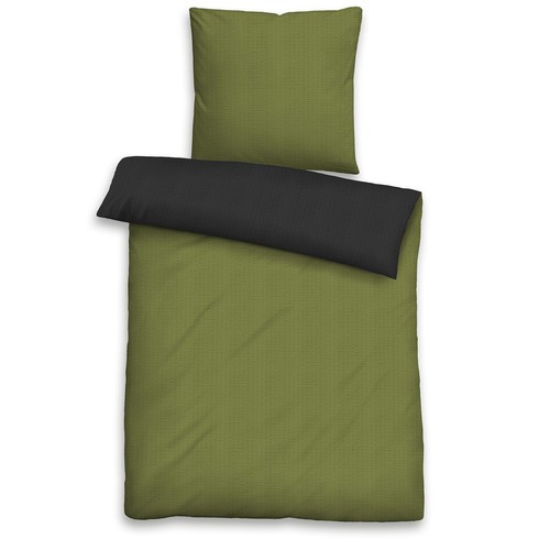 Microfaser-Seersucker-Bettwäsche - khaki - 135x200 cm - Bild 1 von 3