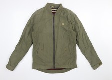 Fred Perry Men’s Green Bomber Jacket S Bradley Wiggins Zip Lightweight