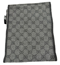 Authentic Gucci GG Scarf Shawl Stole 100 Lana Vergine Gray made in Italy Unisex