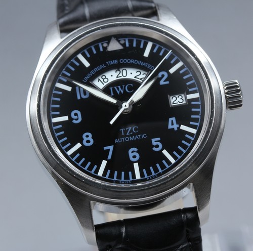 IWC Freeger UTC Pilot IW325101 GMT Second Time Zone 39mm Black...