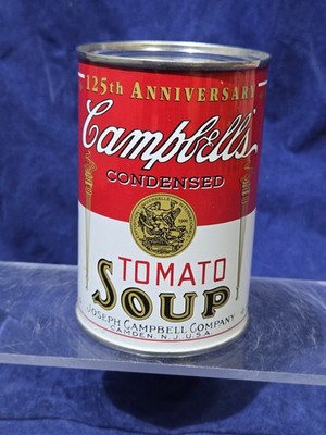Vintage Campbell's Tomato Soup Coin Bank Tin Can 125TH Anniversary NOS 1994