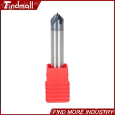 Findmall 3/8" 4 Flute 90 Degree 2-1/2" OAL Double End Carbide Chamfer Mill