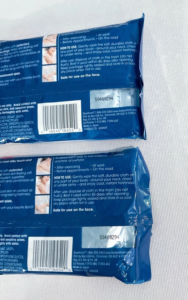 2 X Ban Total Refresh INVIGORATE Cooling 10 Body Cloths Soft Clean Scent Sealed - Image 3 of 4