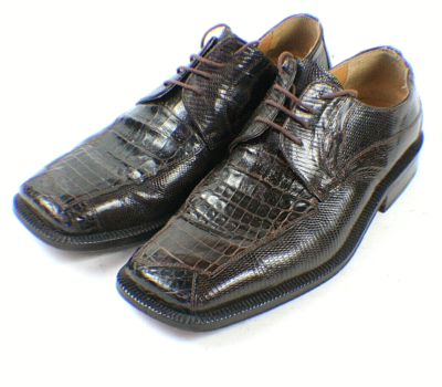 David Eden Alligator Leather Hand Made Brown Oxford Dress 