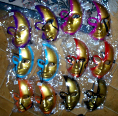 12 NEW MARDI GRAS FACE MASKS, CHRISTMAS PARTIES, PARADES, HALLOWEEN, MARDI GRAS,