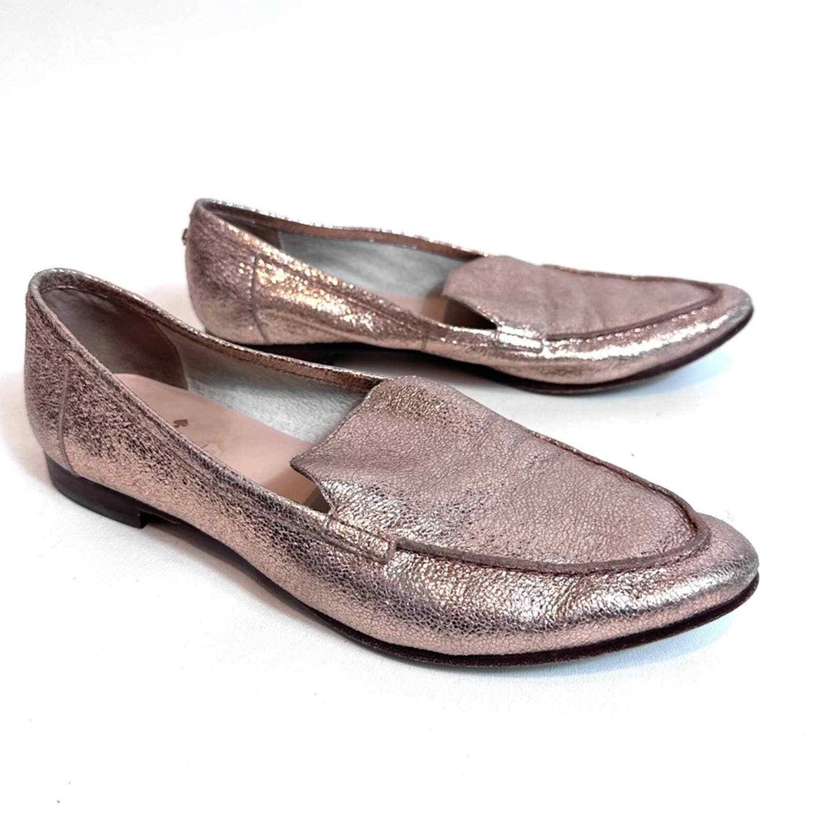 Kate Spade Women s 6.5 Carima Moccasin Rose Gold Crackle Metallic