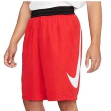 Nike Dri FIT Big Swoosh 10" Mens Basketball Training Shorts Red White Medium