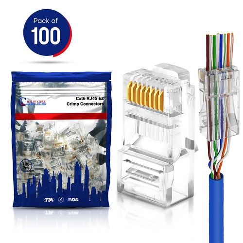 50Pcs Cat6 Pass Through EZ RJ45 Connector End Modular Plug UTP Ethernet Cables - Picture 17 of 17