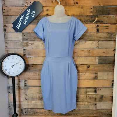 womens powder blue dress Blue Printed Long A-Line Prom Dress, Elegant Short Sleeve Formal Dress US 10 / Blue main image 0