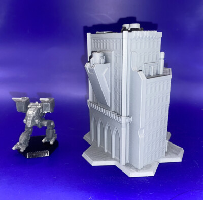 Civic Administrative Tower w/ Hex Base, Tabletop Terrain Battletech Compat (6mm)