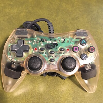 Nyko Omega 2 Clear Controller-Retro/Tested (PlayStation 2, PS2)