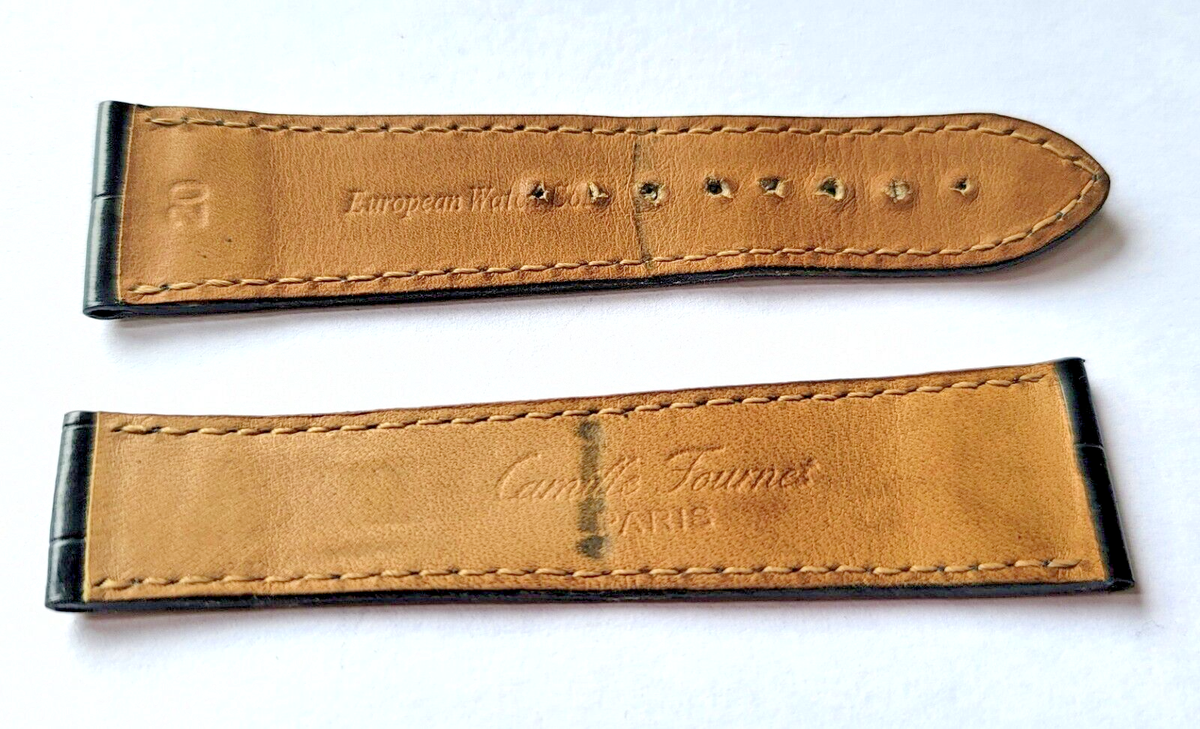 CAMILLE FOURNET レザーベルト20/16mm 4本セット 尾錠1個 Authentic Camille Fournet Paris Black Leather watch strap 20