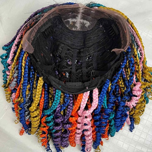 Multicolor Box Braids Short Curls Curly Braided Lace Front Wig For Black Women - Picture 10 of 10