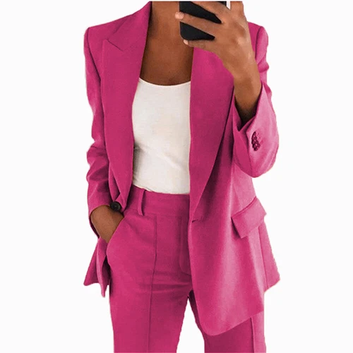 New Womens 2-piece Suit Set Long Sleeve Suit Pants Casual Business Size: S-5XL🔥 - Picture 4 of 39