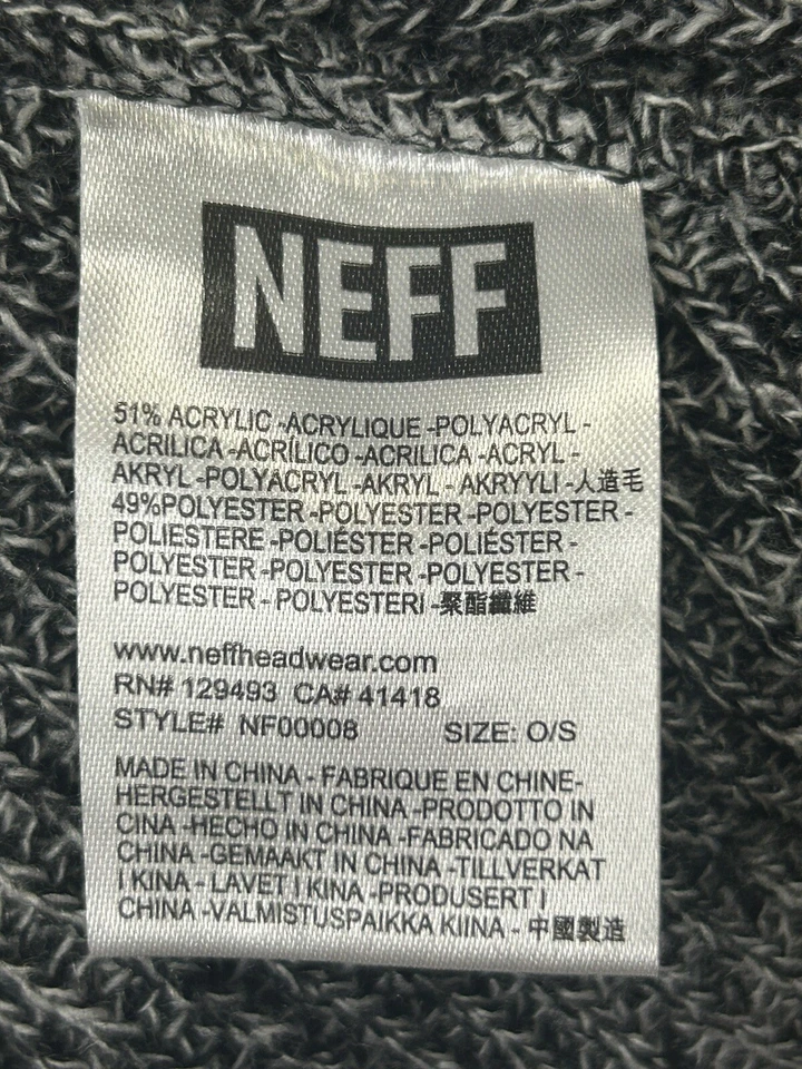 NEFF 豆豆帽成人黑色针织帽男女通用滑雪冬季街头服饰 — 第 3/4 张图片