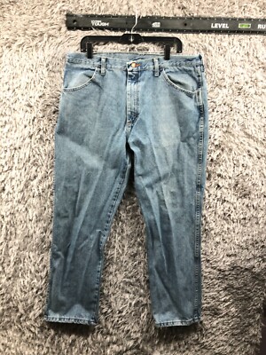 Rustler Straight Jeans Size 38x29 Mens Mid Rise Stone Wash Blue