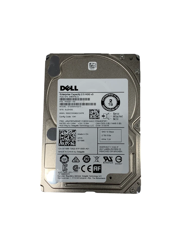 Dell PowerEdge 2TB SAS 2.5" HDD Hard Drive 7.2K SAS  12G - XY986 ST2000NX0273 - Image 4 of 4