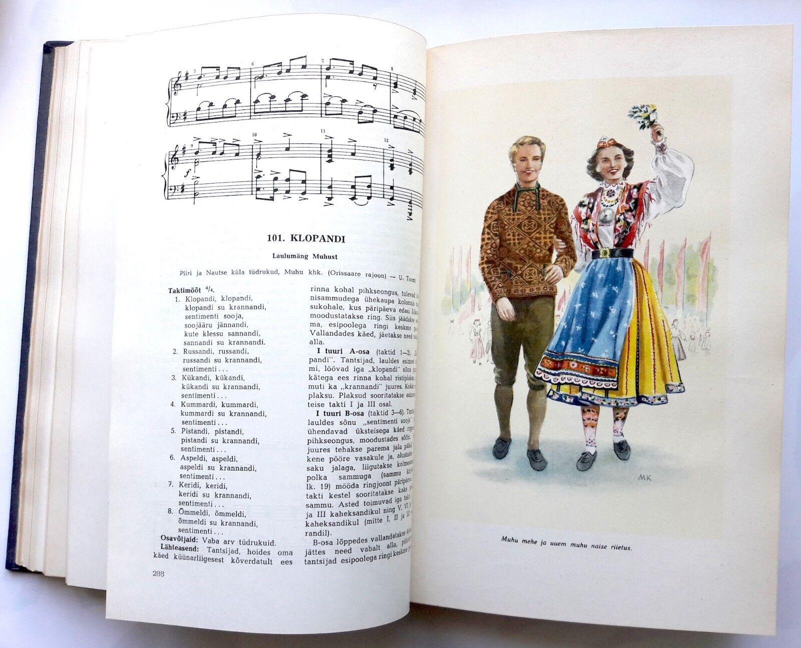 ESTONIAN FOLK DANCES, rare manual-book, Estonia 1953, lot of great pictures! Wysoka jakość, zapewnienie jakości