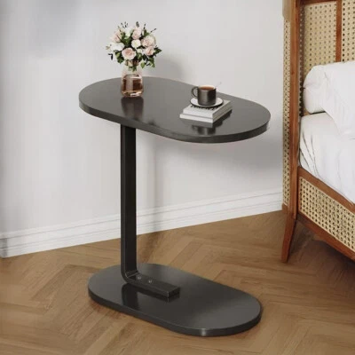 WORLDTRADEONELINE Small C-Shape Sofa Side Table Couch Laptop End Table Coffee /Tea Snack Desk Wood