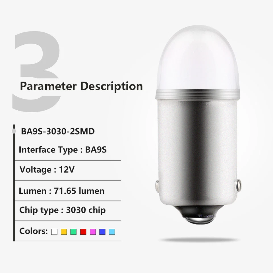 10Pcs 1895 LED T11 T4W BA9S H6W 1891 1847 LED Bayonet Interior Bulbs 12V AC DC - Image 4 of 4