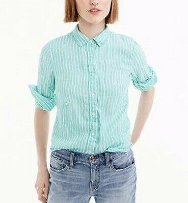 Irish Linen Green Stripe Perfect Blouse 