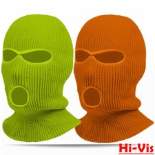 Hi-Vis Safety 3 Hole Full Face Mask Winter Ski Cap Balaclava Beanie Tactical Hat