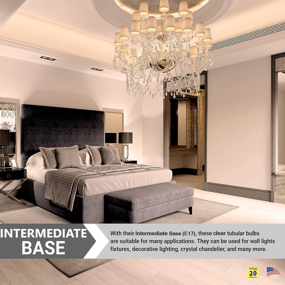 4Pack Tubular Light Bulbs, Tuff Skin Clear, 20W, 2600K, 90LM, E17, 120V - Image 3 of 3