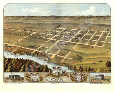 Panoramic Map of New Ulm MN 16x20