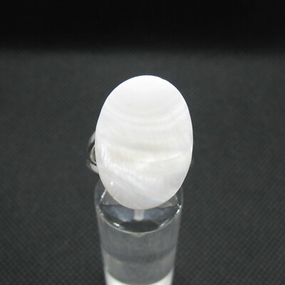 Genuine Sterling Silver Ring With Mother Of Pearl Solid Hallmarked 925 Adjustable Size