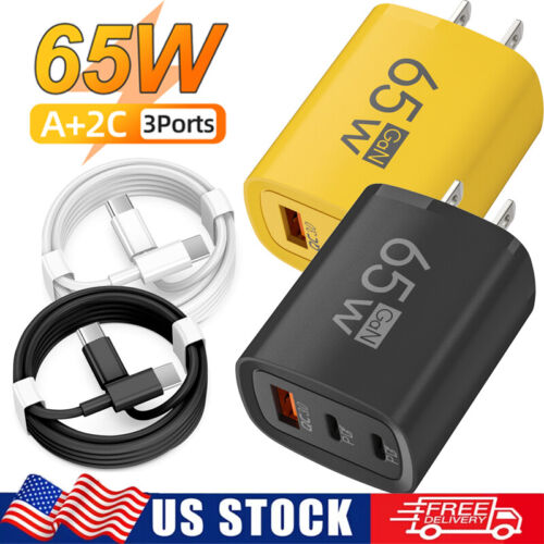 65W Super Fast Type C Wall Charger & Cable For Samsung S25 S24 S23 S22 S21 Ultra