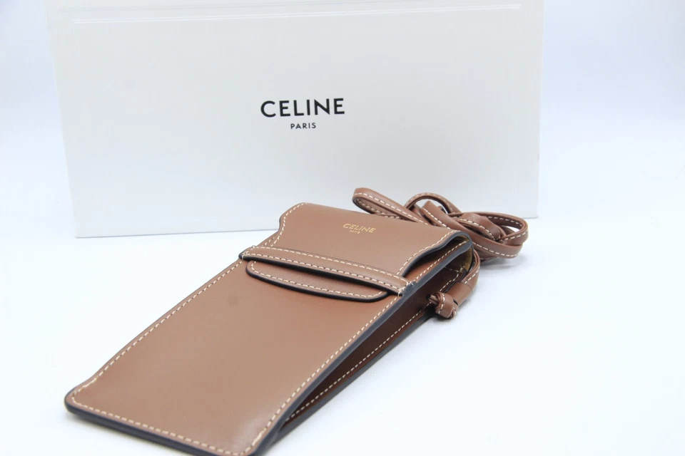 NUEVO CELINE MARRÓN CORREA DE CUERO BOLSA GAFAS DE SOL ESTUCHE CAJA BLANCA Foto 3 de 4