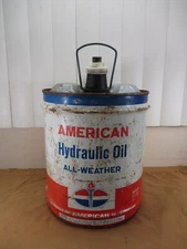Vintage American Oil AMOCO 5 Gallon Standard Hydraulic Oil Can w/ Handle & Spout