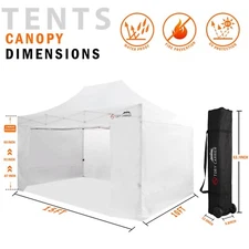 10X15FT Pop up Canopy Commercial Canopy Tent Outdoor Party Canopies W/ Sidewalls