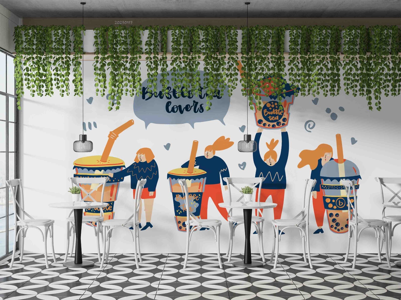 3D BUBBLE TEA Flavor Set Wallpaper Wall Mural Peel and Stick Wallpaper