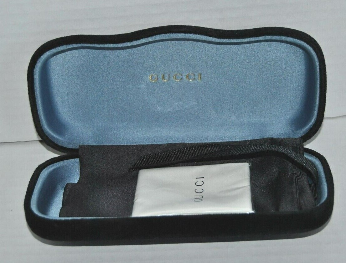 AUTHENTIC GUCCI HARD CLAMSHELL Large SUNGLASS CASE BLACK VELOUR Gucci Authentic Designer Hard Velvet Clamshell Eyeglass  main image 3