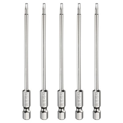 5pcs H5/64 Hex Screwdriver Bit 5/64'' Flat Tip 1/4'' Shank 4'' Long Chrome Plated
