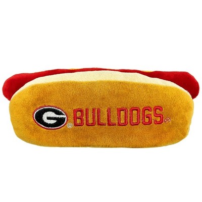 NCAA Georgia Bulldogs Hot Dog Plush Squeaky Toy for Dogs and Cats