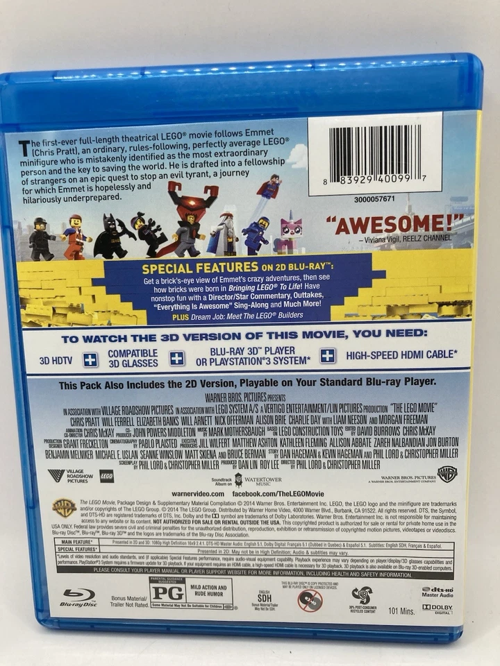 2014 The Lego Movie - Blu-Ray 3D Special Features 101 Minutes VGC - Image 2 of 3