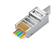 50 Pcs Cat6 RJ45 Pass Through Connectors, C6 Pass Through Plugs, Cat6 Metal S...